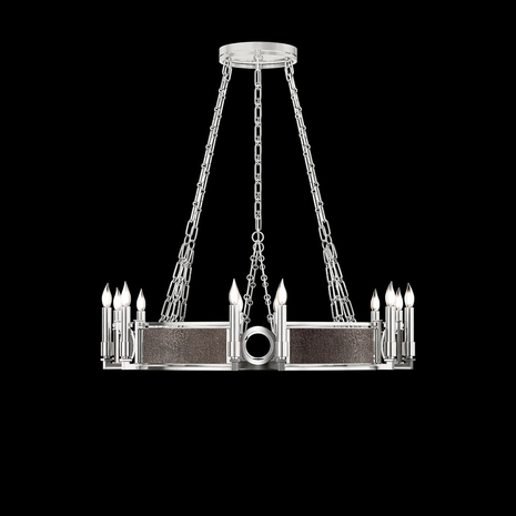 100047-421 Fine Art Lighting Mirage 35.75"W Round Chandelier with Silver Leaf/Nickel/Pebble Finish