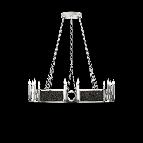 100047-423 Fine Art Lighting Mirage 35.75"W Round Chandelier with Silver Leaf/Nickel/Black Knight Finish