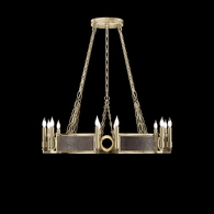 100047-511 Fine Art Lighting Mirage 35.75"W Round Chandelier with Soft Gold Leaf/Brass/Pebble Finish