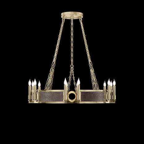 100047-511 Fine Art Lighting Mirage 35.75"W Round Chandelier with Soft Gold Leaf/Brass/Pebble Finish