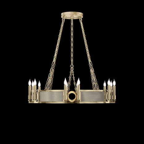 100047-512 Fine Art Lighting Mirage 35.75"W Round Chandelier with Soft Gold Leaf/Brass/Coco Finish