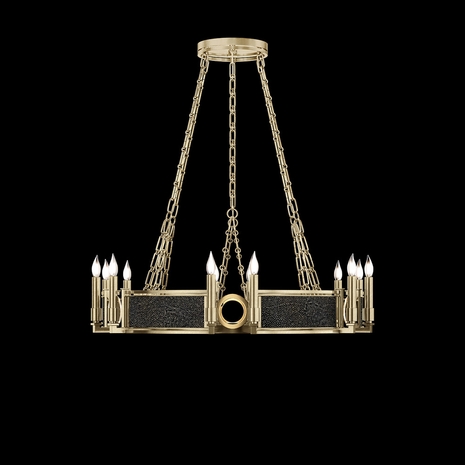 100047-513 Fine Art Lighting Mirage 35.75"W Round Chandelier with Soft Gold Leaf/Brass/Black Knight Finish