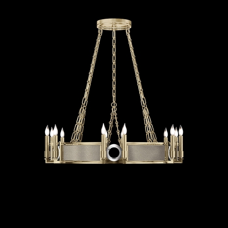 100047-522 Fine Art Lighting Mirage 35.75"W Round Chandelier with Soft Gold Leaf/Nickel/Coco Finish