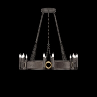 100047-711 Fine Art Lighting Mirage 35.75"W Round Chandelier with Midnight Steel/Brass/Pebble Finish