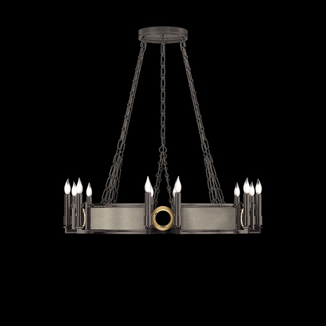 100047-712 Fine Art Lighting Mirage 35.75"W Round Chandelier with Midnight Steel/Brass/Coco Finish