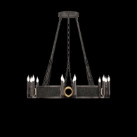 100047-713 Fine Art Lighting Mirage 35.75"W Round Chandelier with Midnight Steel/Brass/Black Knight Finish