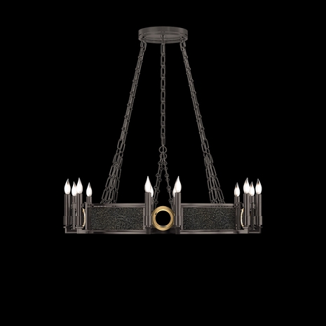 100047-713 Fine Art Lighting Mirage 35.75"W Round Chandelier with Midnight Steel/Brass/Black Knight Finish