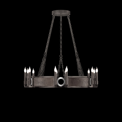 100047-721 Fine Art Lighting Mirage 35.75"W Round Chandelier with Midnight Steel/Nickel/Pebble Finish