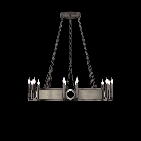 100047-722 Fine Art Lighting Mirage 35.75"W Round Chandelier with Midnight Steel/Nickel/Coco Finish