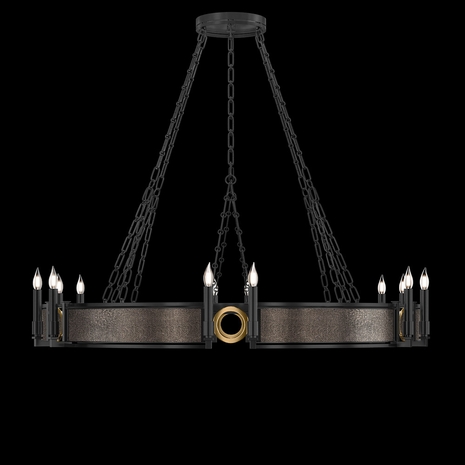 100048-111 Fine Art Lighting Mirage 49.75"W Round Chandelier with Black Iron/Brass/Pebble Finish