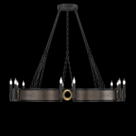 100048-111 Fine Art Lighting Mirage 49.75"W Round Chandelier with Black Iron/Brass/Pebble Finish