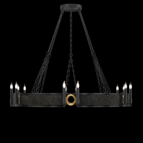 100048-113 Fine Art Lighting Mirage 49.75"W Round Chandelier with Black Iron/Brass/Black Knight Finish