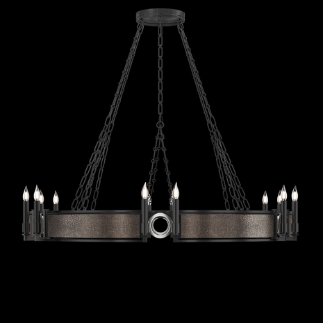 100048-121 Fine Art Lighting Mirage 49.75"W Round Chandelier with Black Iron/Nickel/Pebble Finish
