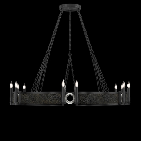 100048-123 Fine Art Lighting Mirage 49.75"W Round Chandelier with Black Iron/Nickel/Black Knight Finish
