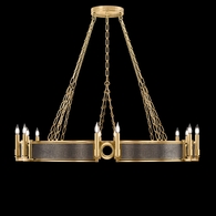 100048-311 Fine Art Lighting Mirage 49.75"W Round Chandelier with Gold Leaf/Brass/Pebble Finish