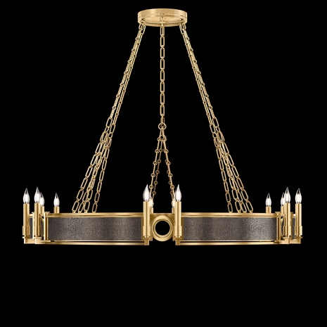 100048-311 Fine Art Lighting Mirage 49.75"W Round Chandelier with Gold Leaf/Brass/Pebble Finish