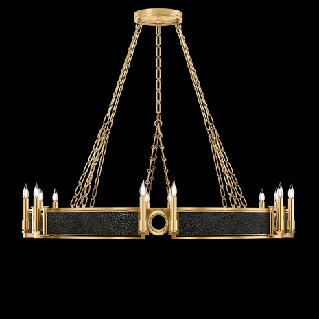 100048-313 Fine Art Lighting Mirage 49.75"W Round Chandelier with Gold Leaf/Brass/Black Knight Finish