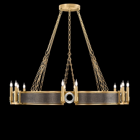 100048-321 Fine Art Lighting Mirage 49.75"W Round Chandelier with Gold Leaf/Nickel/Pebble Finish