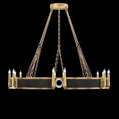 100048-323 Fine Art Lighting Mirage 49.75"W Round Chandelier with Gold Leaf/Nickel/Black Knight Finish