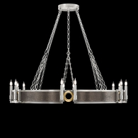 100048-411 Fine Art Lighting Mirage 49.75"W Round Chandelier with Silver Leaf/Brass/Pebble Finish