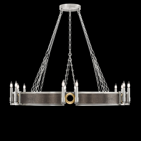 100048-411 Fine Art Lighting Mirage 49.75"W Round Chandelier with Silver Leaf/Brass/Pebble Finish