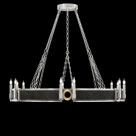 100048-413 Fine Art Lighting Mirage 49.75"W Round Chandelier with Silver Leaf/Brass/Black Knight Finish