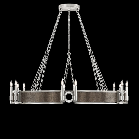 100048-421 Fine Art Lighting Mirage 49.75"W Round Chandelier with Silver Leaf/Nickel/Pebble Finish