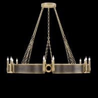 100048-511 Fine Art Lighting Mirage 49.75"W Round Chandelier with Soft Gold Leaf/Brass/Pebble Finish