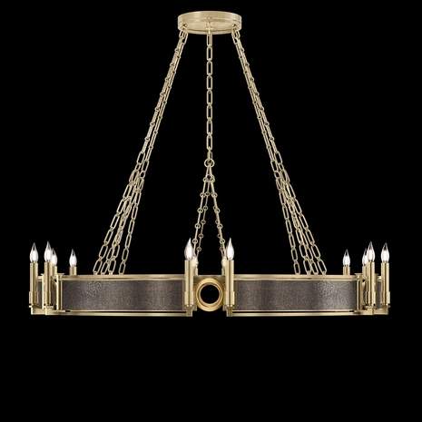 100048-511 Fine Art Lighting Mirage 49.75"W Round Chandelier with Soft Gold Leaf/Brass/Pebble Finish