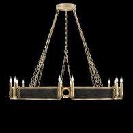 100048-513 Fine Art Lighting Mirage 49.75"W Round Chandelier with Soft Gold Leaf/Brass/Black Knight Finish