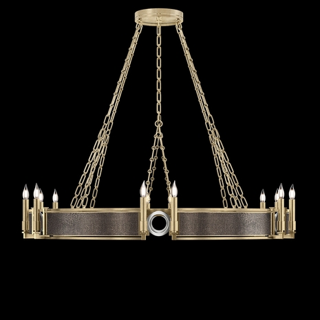100048-521 Fine Art Lighting Mirage 49.75"W Round Chandelier with Soft Gold Leaf/Nickel/Pebble Finish