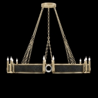 100048-523 Fine Art Lighting Mirage 49.75"W Round Chandelier with Soft Gold Leaf/Nickel/Black Knight Finish