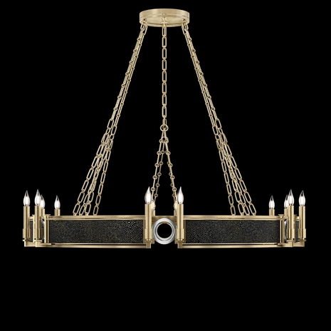 100048-523 Fine Art Lighting Mirage 49.75"W Round Chandelier with Soft Gold Leaf/Nickel/Black Knight Finish