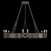 100048-711 Fine Art Lighting Mirage 49.75"W Round Chandelier with Midnight Steel/Brass/Pebble Finish