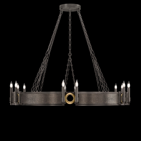 100048-711 Fine Art Lighting Mirage 49.75"W Round Chandelier with Midnight Steel/Brass/Pebble Finish