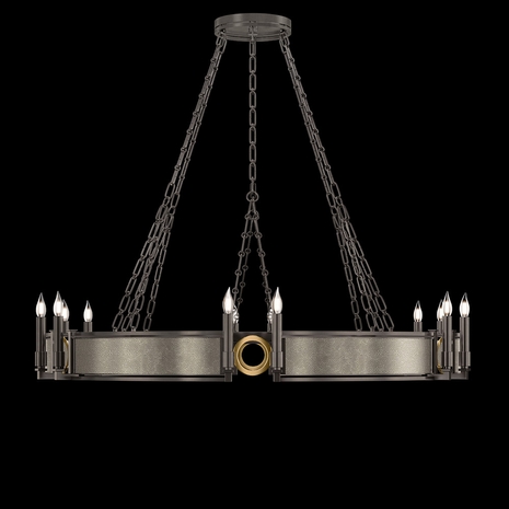 100048-712 Fine Art Lighting Mirage 49.75"W Round Chandelier with Midnight Steel/Brass/Coco Finish