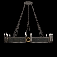 100048-713 Fine Art Lighting Mirage 49.75"W Round Chandelier with Midnight Steel/Brass/Black Knight Finish