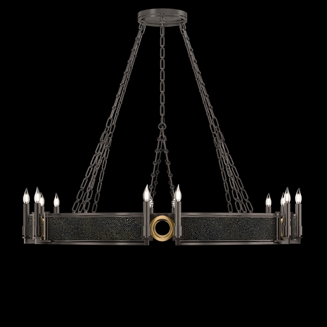 100048-713 Fine Art Lighting Mirage 49.75"W Round Chandelier with Midnight Steel/Brass/Black Knight Finish