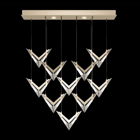100052-6 Fine Art Lighting Blade 48"W Rectangular Pendant with Champagne Finish