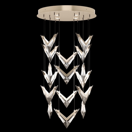 100053-6 Fine Art Lighting Blade 32"W Round Pendant with Champagne Finish