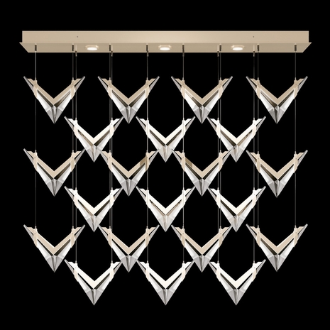 100054-6 Fine Art Lighting Blade 62"W Rectangular Pendant with Champagne Finish