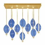 100056-31 Fine Art Lighting Embark 59"W Rectangular Pendant with Gold Leaf/Blue Finish