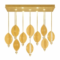 100056-32 Fine Art Lighting Embark 59"W Rectangular Pendant with Gold Leaf/Amber Finish