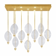 100056-33 Fine Art Lighting Embark 59"W Rectangular Pendant with Gold Leaf/Clear Finish