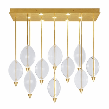 100056-33 Fine Art Lighting Embark 59"W Rectangular Pendant with Gold Leaf/Clear Finish