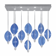 100056-41 Fine Art Lighting Embark 59"W Rectangular Pendant with Silver Leaf/Blue Finish