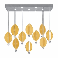 100056-42 Fine Art Lighting Embark 59"W Rectangular Pendant with Silver Leaf/Amber Finish