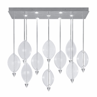 100056-43 Fine Art Lighting Embark 59"W Rectangular Pendant with Silver Leaf/Clear Finish
