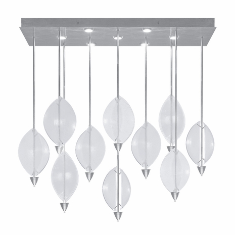 100056-43 Fine Art Lighting Embark 59"W Rectangular Pendant with Silver Leaf/Clear Finish