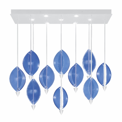 100056-61 Fine Art Lighting Embark 59"W Rectangular Pendant with White/Blue Finish
